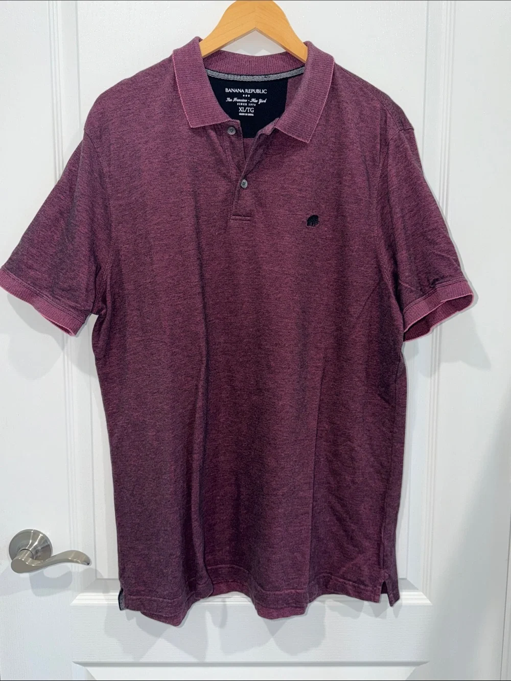 Banana Republic Men's Heathered Burgundy Polo size XLarge preppy business Casual